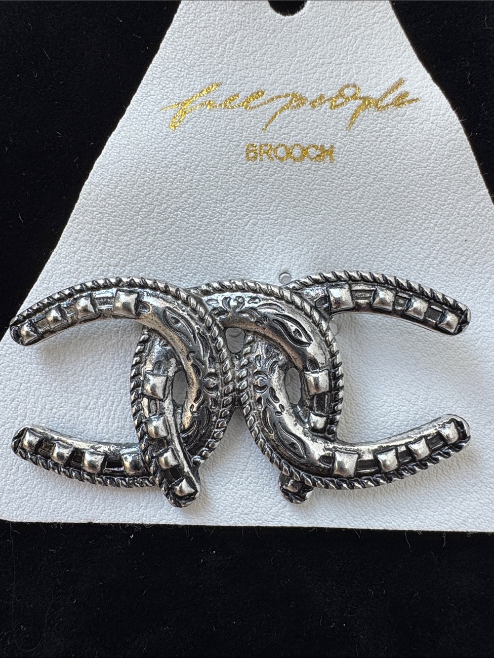 Free People Silver Horseshoe Brooch